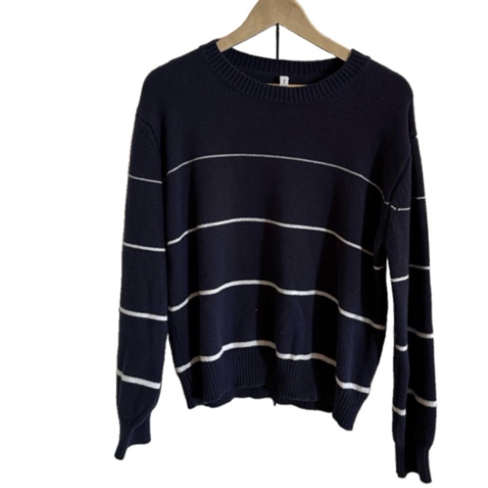 Wishlist Classic Navy Striped Soft Knit Sweater Oversized Pullover | Size-Medium - Picture 2 of 7